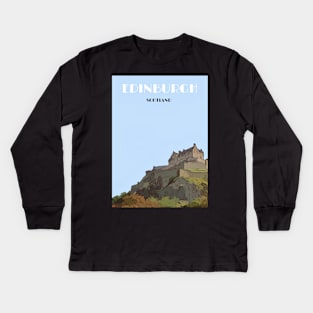 Edinburgh Castle Travel Poster Kids Long Sleeve T-Shirt